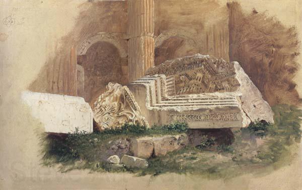 Frederic E.Church Interior of the Temple of Bacchus,Baalbek,Syria Norge oil painting art